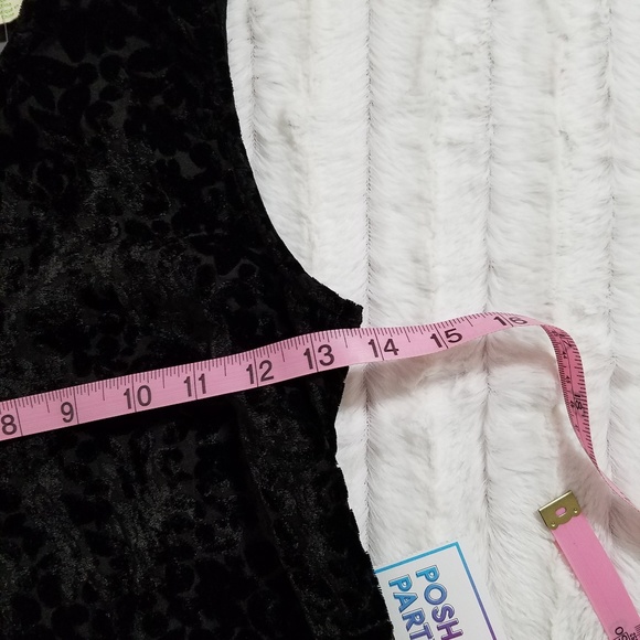 Gorgeous hi-lo black velvet burnout sleeveless dressy top tunic XS - Picture 4 of 8